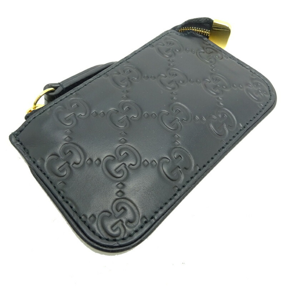 Gucci Coin Case Women's and Men's 447964 Striped Leather Black - Picture 3 of 9